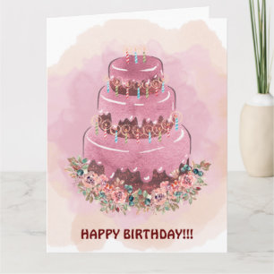 TARJETA DE PASTEL DE CUMPLEAÑOS Y VELAS