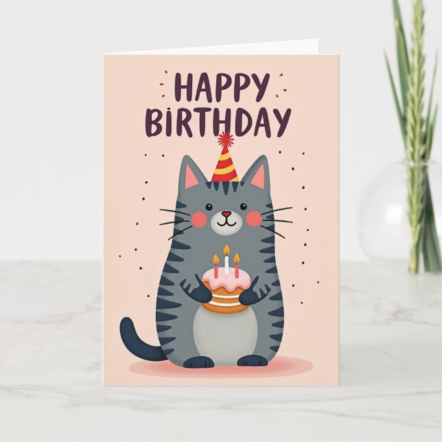 Tarjeta de pastel de felino dulce (Anverso)