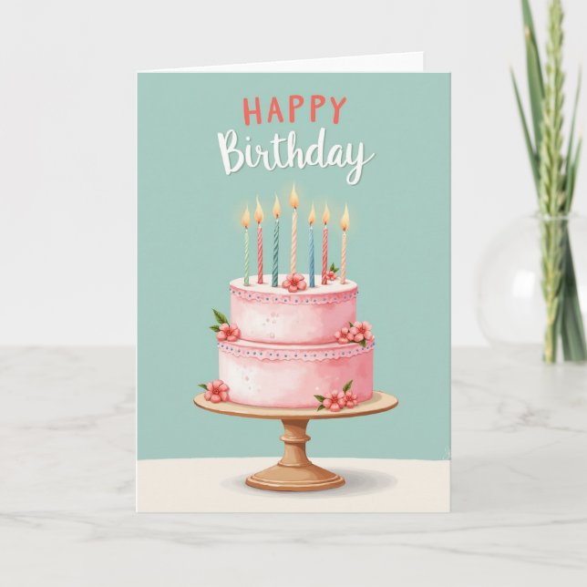 Tarjeta de pastel de flor encantadora (Anverso)