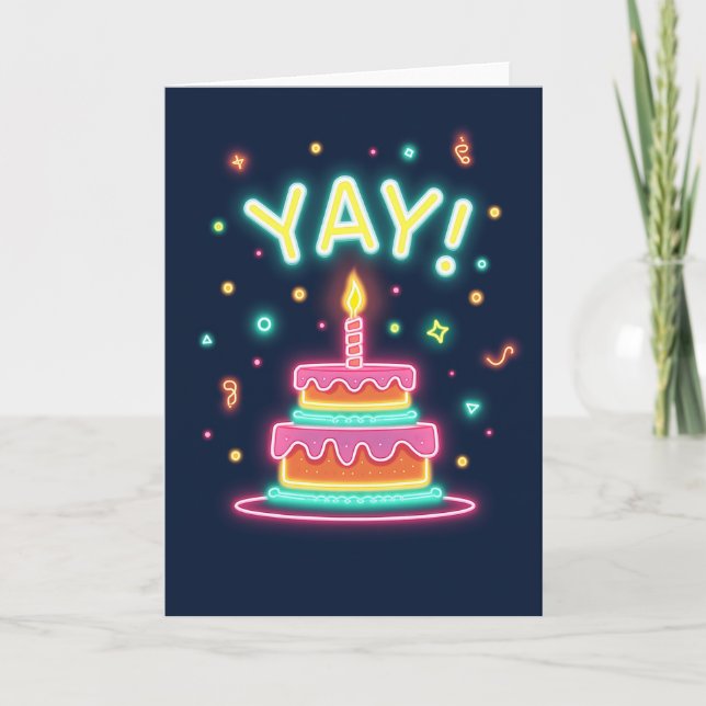 Tarjeta de pastel de neón alegre (Anverso)