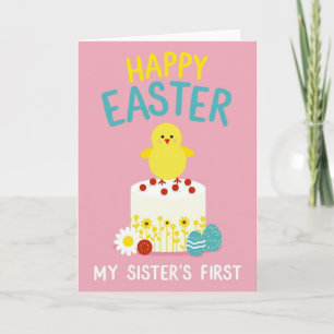 Tarjeta de pastel de Pascua a rayas