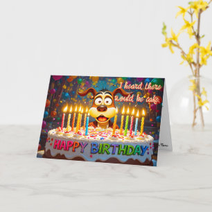 Tarjeta de pastel de perro Cumpleaños feliz divert
