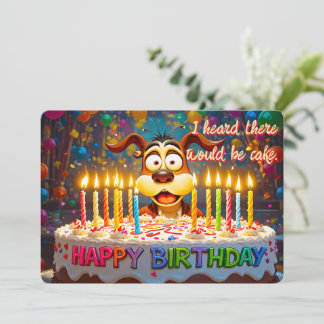 Tarjeta de pastel de perro Cumpleaños feliz divert