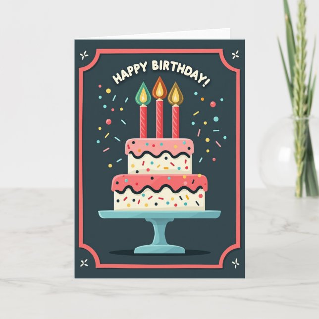 Tarjeta de pastel de sprinkles alegres (Anverso)