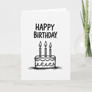 Tarjeta de Pastel Dibujado a Mano con Rayas