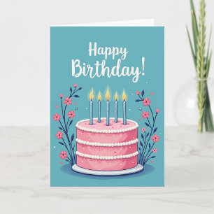 Tarjeta de pastel rosa de lunares