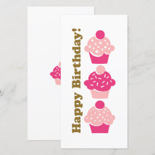 Tarjeta de pastel rosa Feliz Cumpleaños