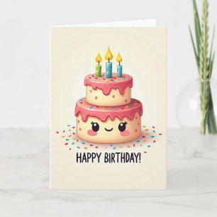 Tarjeta de Pastel Sonriente de Lunares