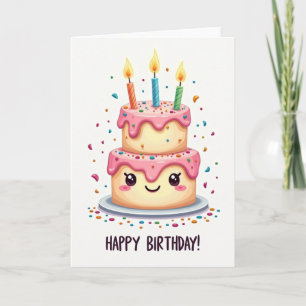 Tarjeta de pastel sonriente dulce