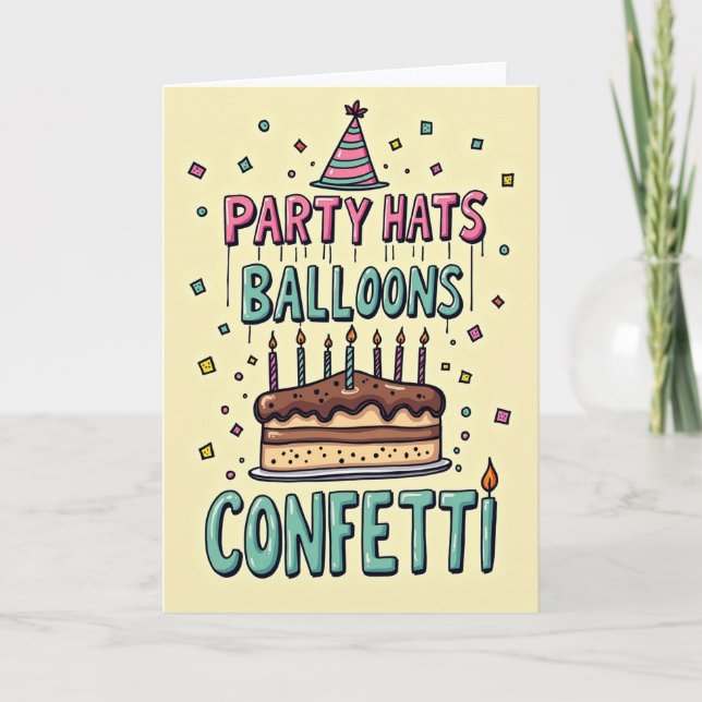 Tarjeta de pastel y velas festivas (Anverso)