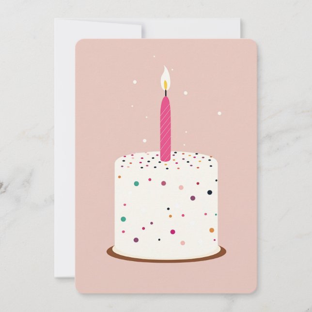 Tarjeta de pastelería de cumpleaños con velas | Cu (Anverso)