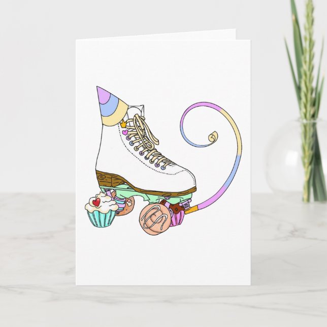 Tarjeta de pastelería de cumpleaños para patinaje  (Anverso)