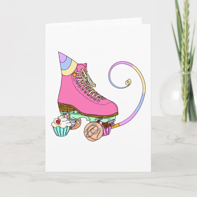 Tarjeta de pastelería de cumpleaños para patinaje  (Anverso)