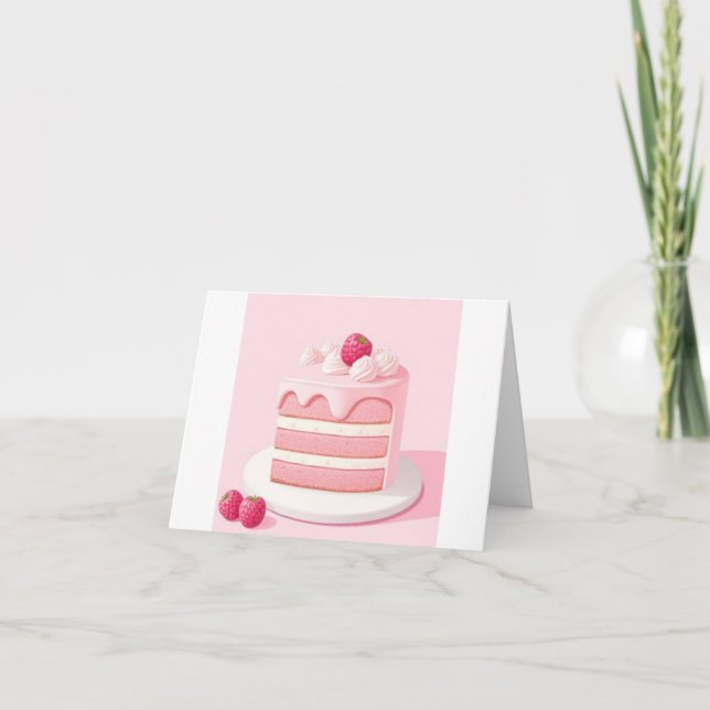 Tarjeta de pastelería de cumpleaños rosa (Anverso)