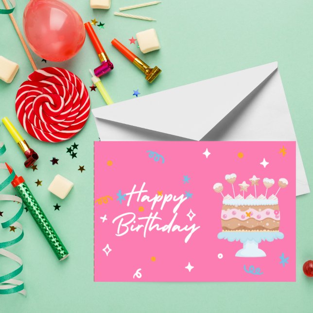 Tarjeta de pastelería de cumpleaños rosada - Dulce (Subido por el creador)