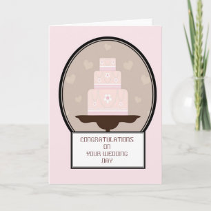 Tarjeta de pastelería de día de bodas con felicita