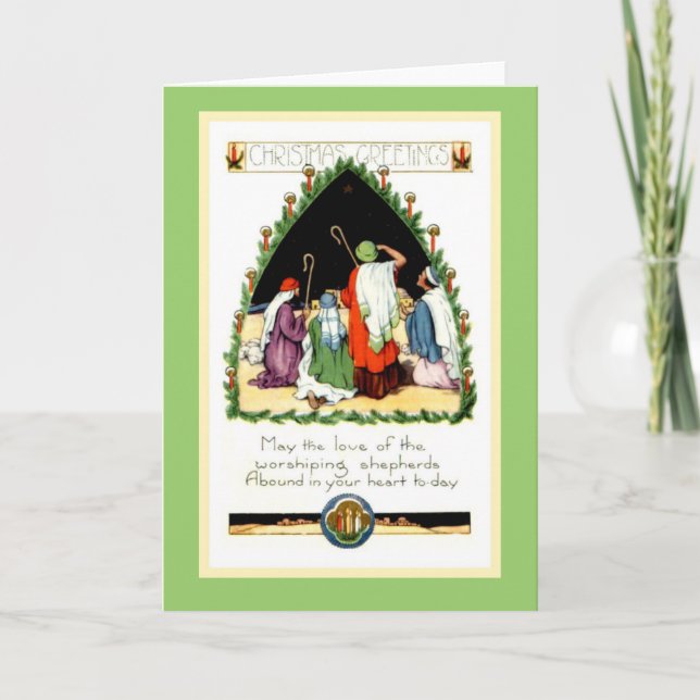 Tarjeta de pastores de Navidades de Art Nouveau re (Anverso)