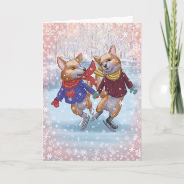 Tarjeta de patinaje de Corgis (Anverso)