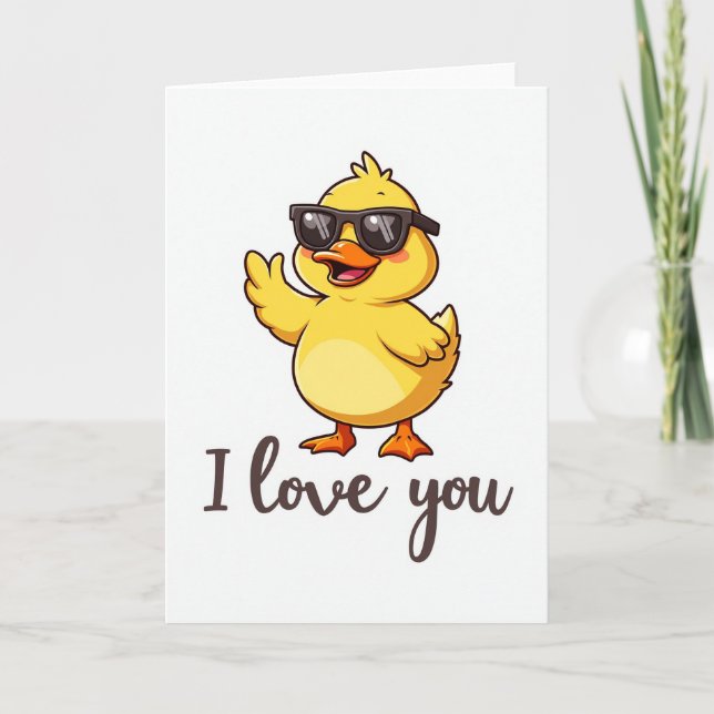 Tarjeta de Pato con Gafas de Sol Te Quiero (Anverso)