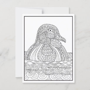 Tarjeta de pato de madera negra y blanca