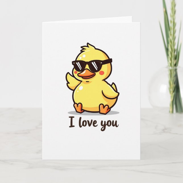 Tarjeta de pato genial te amo (Anverso)