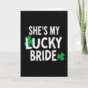 Tarjeta de patrón afortunado de la novia trébol