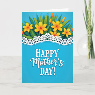 Tarjeta de patrón azul cielo floral