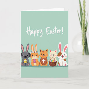 Tarjeta de patrón de amigos animales de Pascua
