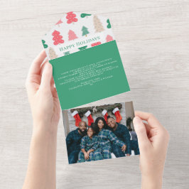 Tarjeta de patrón de árbol navideño de vacaciones 