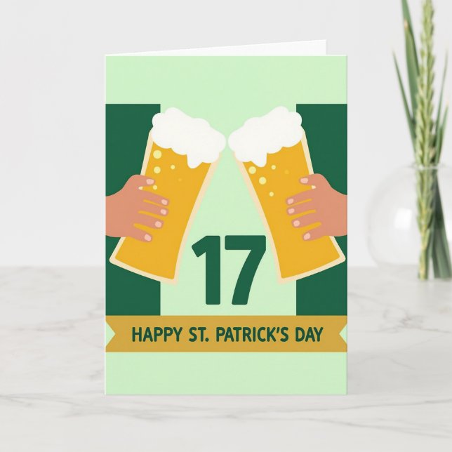 Tarjeta de patrón de brindis de manos verdes (Anverso)