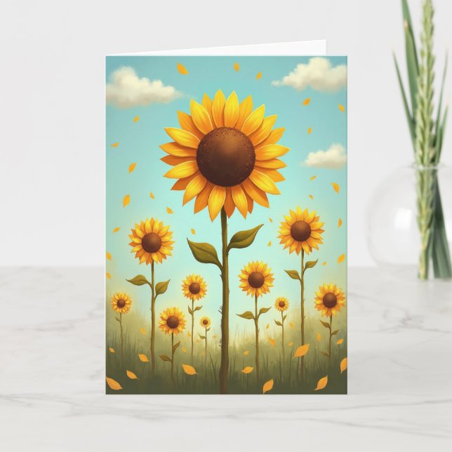 Tarjeta de patrón de campo de flor dorada (Anverso)