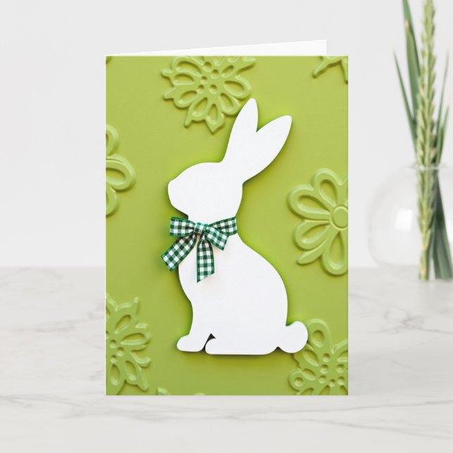 Tarjeta de patrón de conejo de gingham (Anverso)