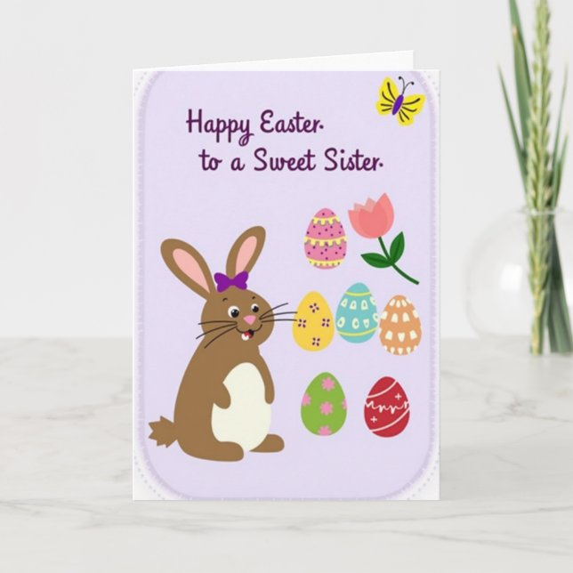 Tarjeta de patrón de conejo de primavera (Anverso)