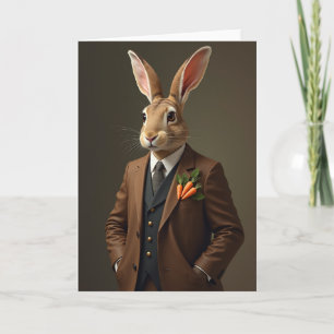 Tarjeta de patrón de conejo elegante