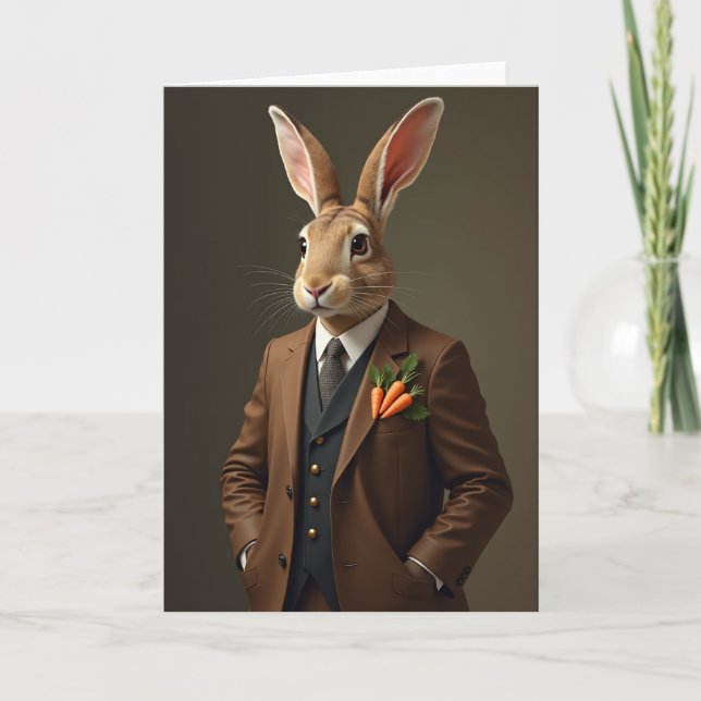 Tarjeta de patrón de conejo elegante (Anverso)