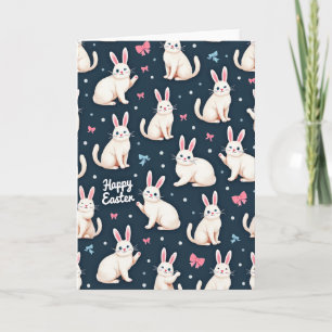 Tarjeta de patrón de conejos felices de Pascua