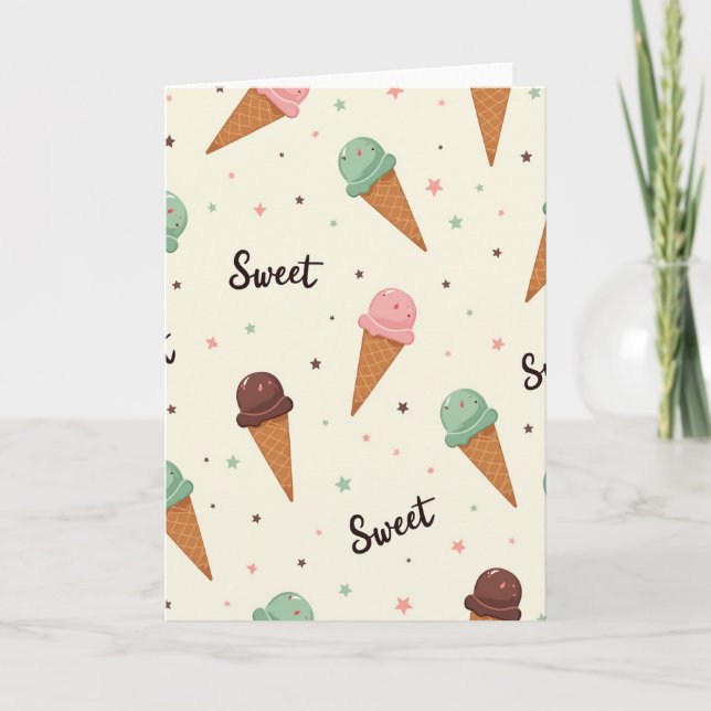 Tarjeta de patrón de cono de cumpleaños dulce (Anverso)