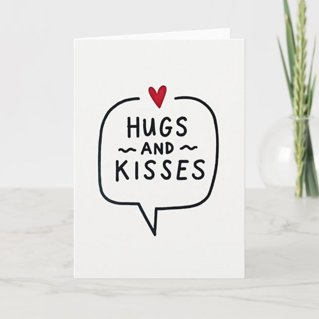 Tarjeta de patrón de corazón abrazos besos (Anverso)
