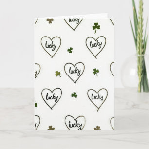 Tarjeta de patrón de corazón afortunado