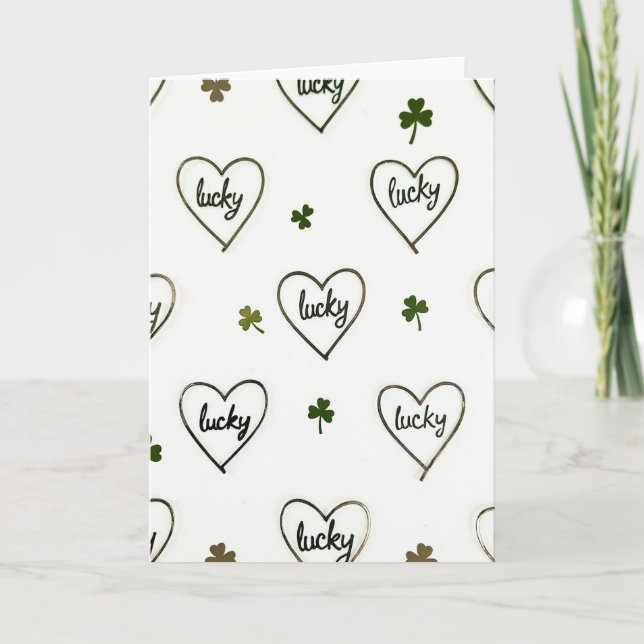 Tarjeta de patrón de corazón afortunado (Anverso)