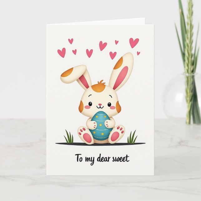 Tarjeta de patrón de corazón de conejo (Anverso)