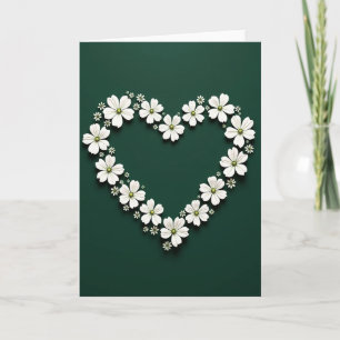 Tarjeta de Patrón de Corazón de Flor Blanca