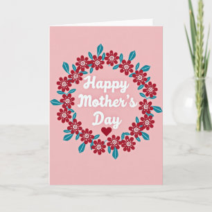 Tarjeta de Patrón de Corazón Floral Carmesí