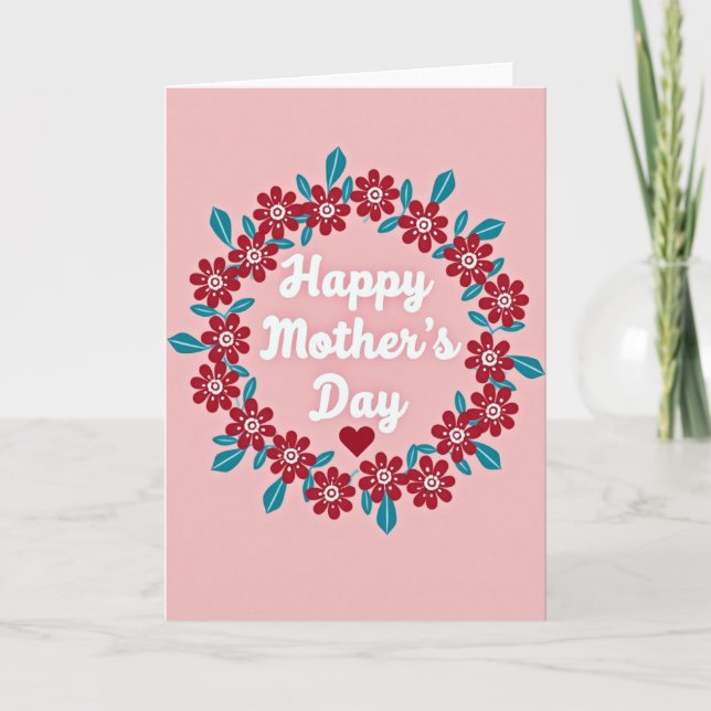 Tarjeta de Patrón de Corazón Floral Carmesí (Anverso)