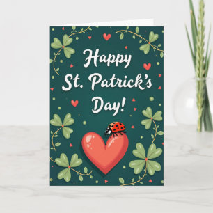 Tarjeta de Patrón de Corazón Rojo para San Patrici