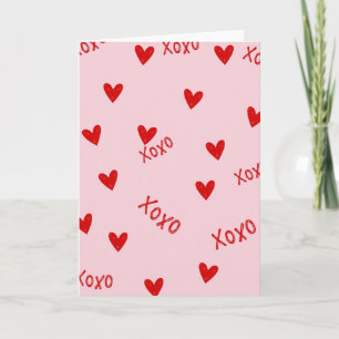 Tarjeta de patrón de corazón rojo Xoxo