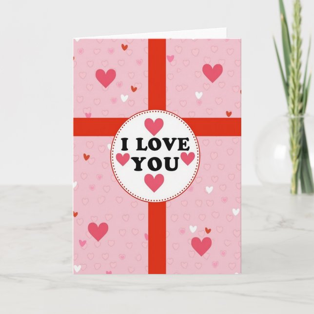 Tarjeta de patrón de corazón te amo (Anverso)