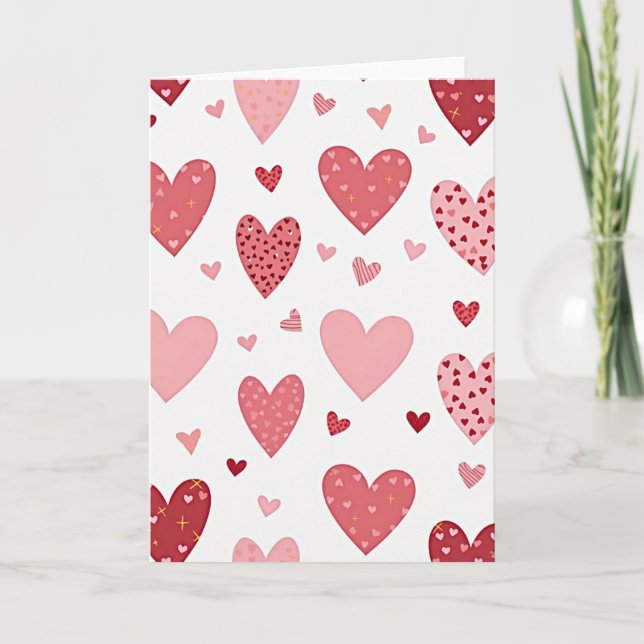 Tarjeta de patrón de corazones mezclados (Anverso)