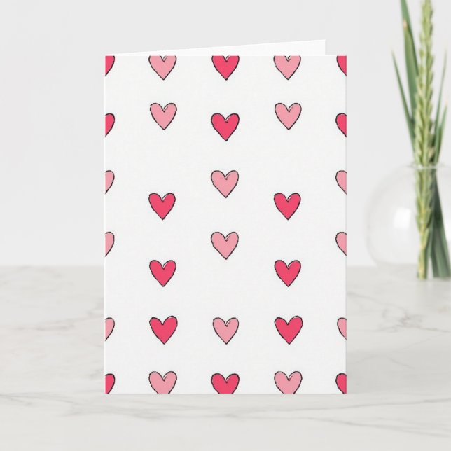 Tarjeta de patrón de corazones simples (Anverso)