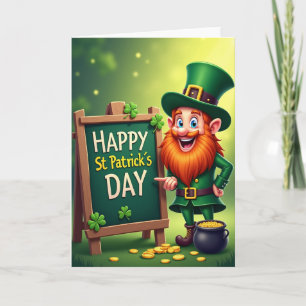 Tarjeta de patrón de duende afortunado
